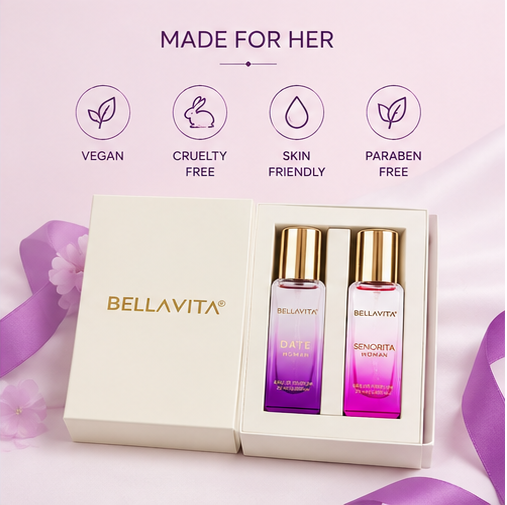 Bellavita Luxury Women Perfume Gift Set | Long-Lasting Eau De Parfum Duo | Date & Senorita | 2 x 20ml